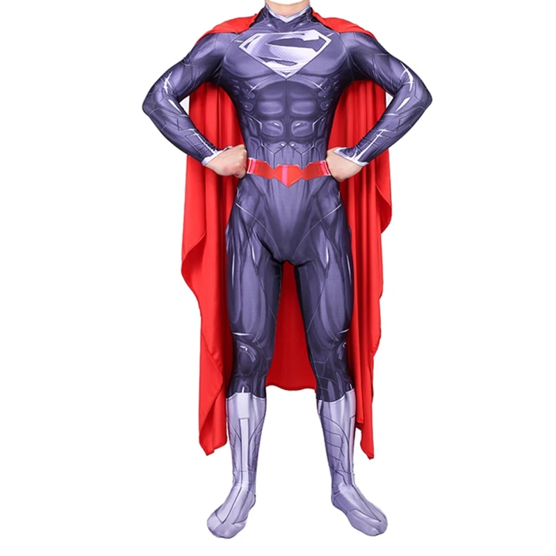 Purple With Cloak Взрослые Мужчины Дети Супермен Кларк Кент Косплей костюмы супергерой zentai обтягивающий комбинезон плащи-комбинезоны - Цвет: Purple With Cloak