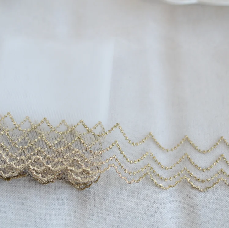 1 метр изысканная Золотая кружевная лента обрезная сетка для сцены представления