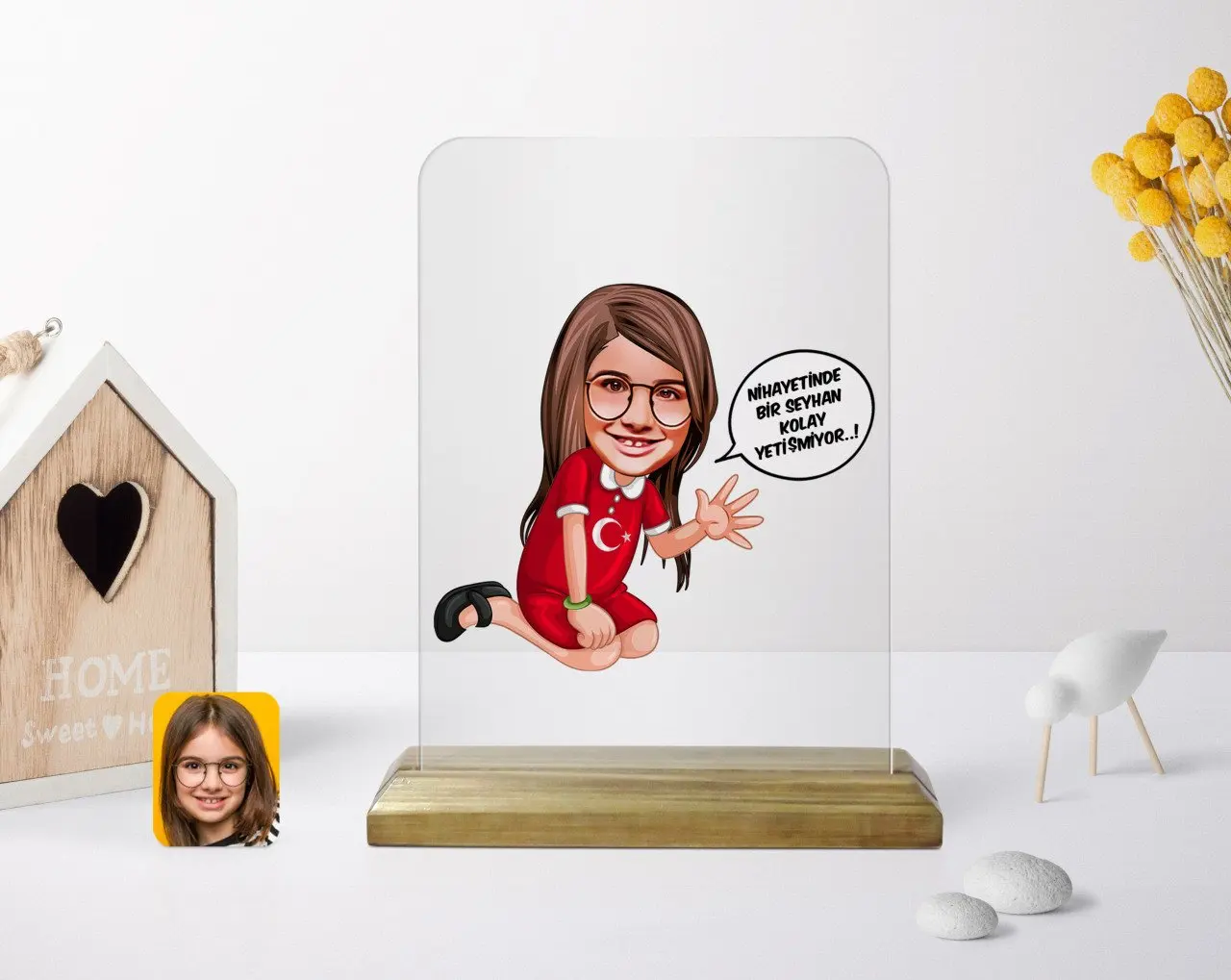 

Personalized Female Child Easy Grow Caricature Of Wooden Standing Çerçeve-3