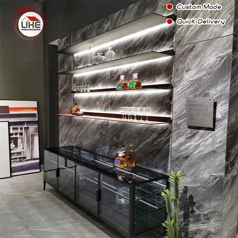 

UKE Wall Shelves with Led Lights Aluminum Custom L Shape Display Shelf for Living Room Kitchen Study Room Wall Mounted Shelf