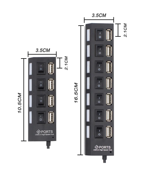 

Erilles High Speed 4/7 Port USB hub With Power on/off Switch Expander multiple Converter Adapter for MacBook PC Notebook Laptop