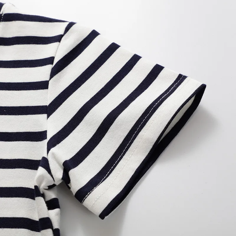 Детская футболка для мальчиков летняя одежда с принтом тигра Топы в полоску