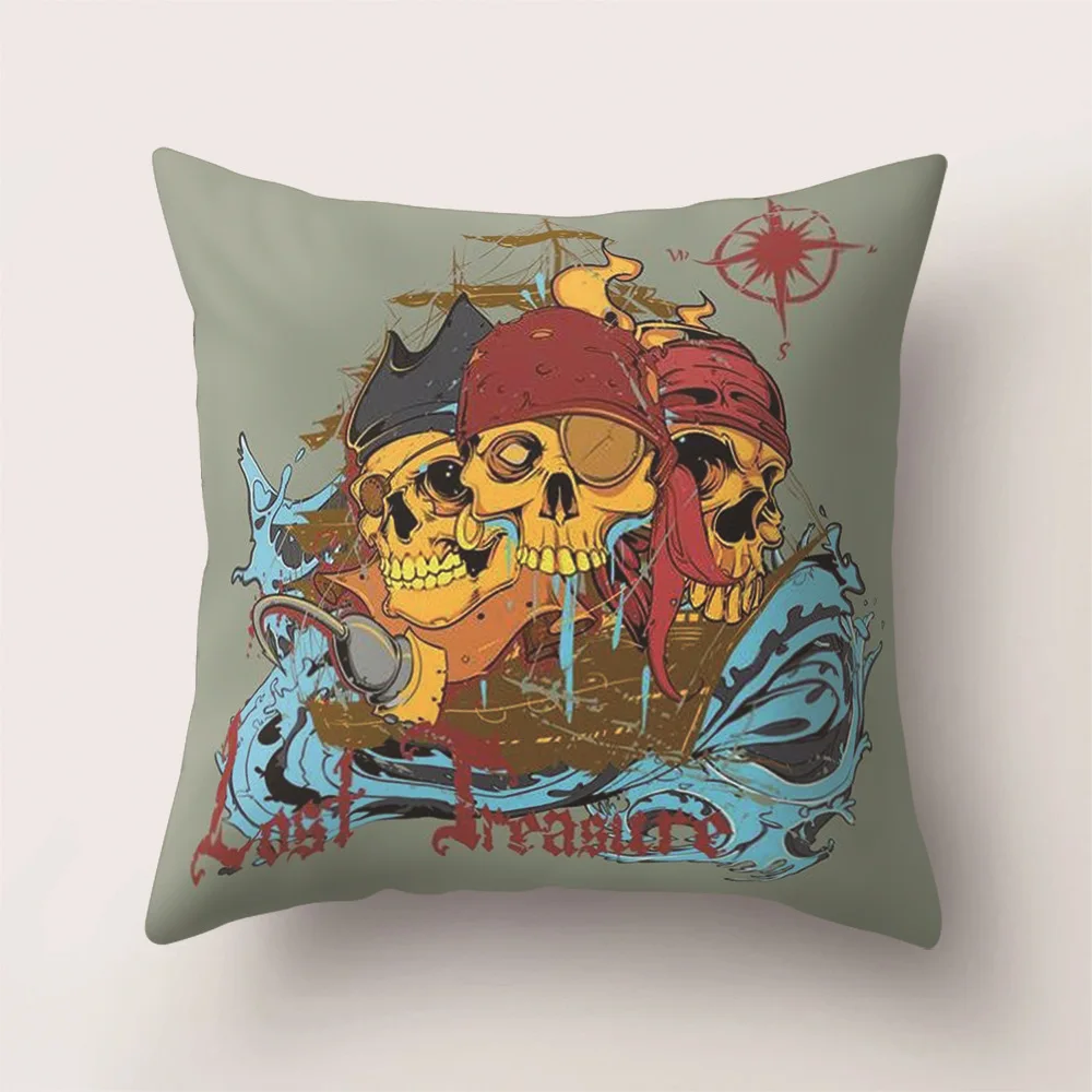 

Винтажный чехол с черепом на одну сторону, искусственная кожа, полиэстер, декоративный мягкий чехол для дивана, сиденья, подушки, 45x45 см, укра...