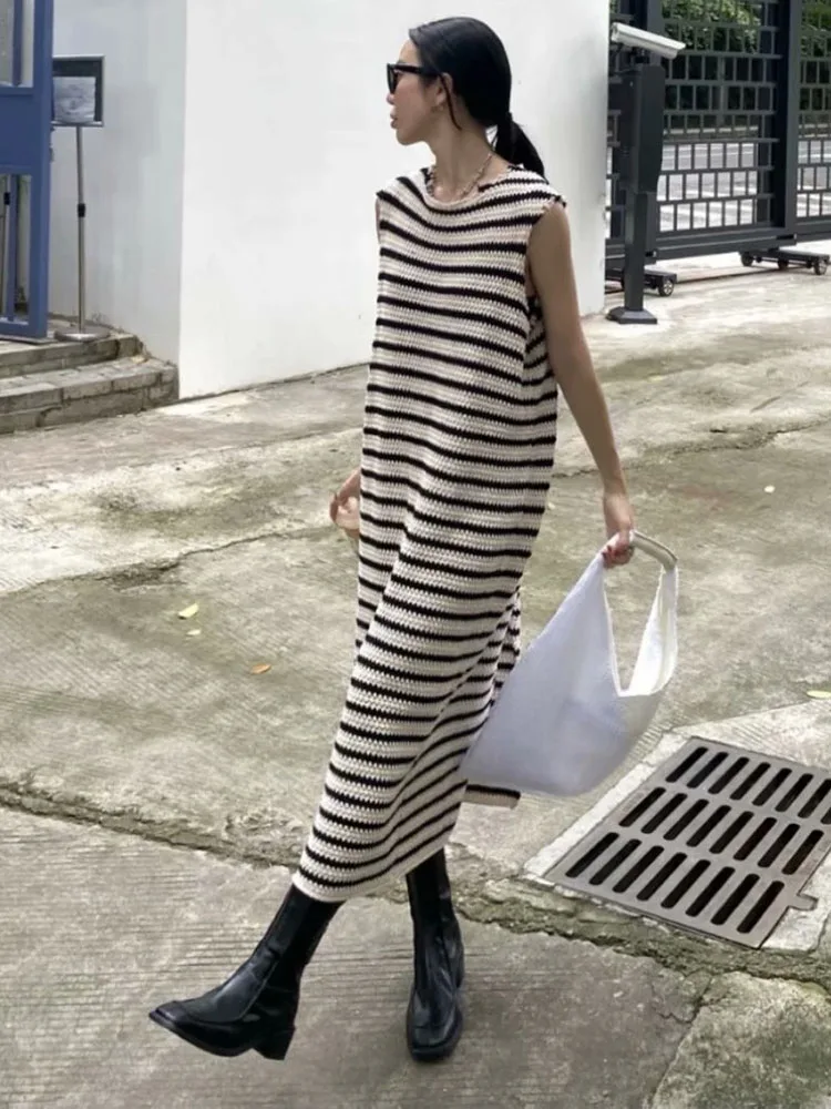 Женское платье в полоску ZA свободная универсальная юбка осень 2021 - купить по