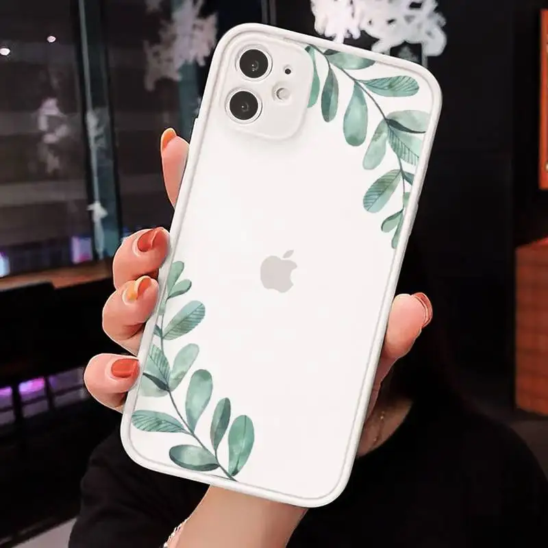 

Watercolor plants with flowers Phone Cases matte transparent For iphone 7 8 11 12 plus mini x xs xr pro max cover