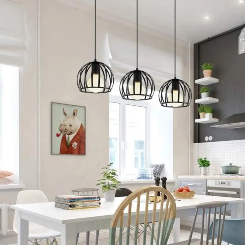 Современный подвесной светильник в виде клетки металлический минималистичный