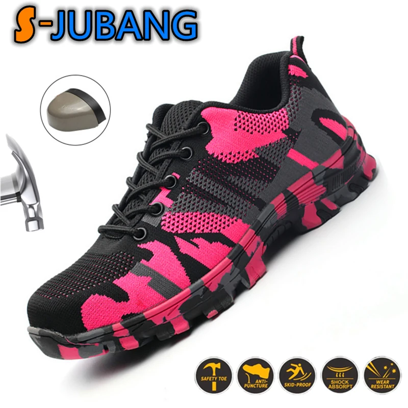 Качественная женская защитная обувь со стальным носком камуфляжная