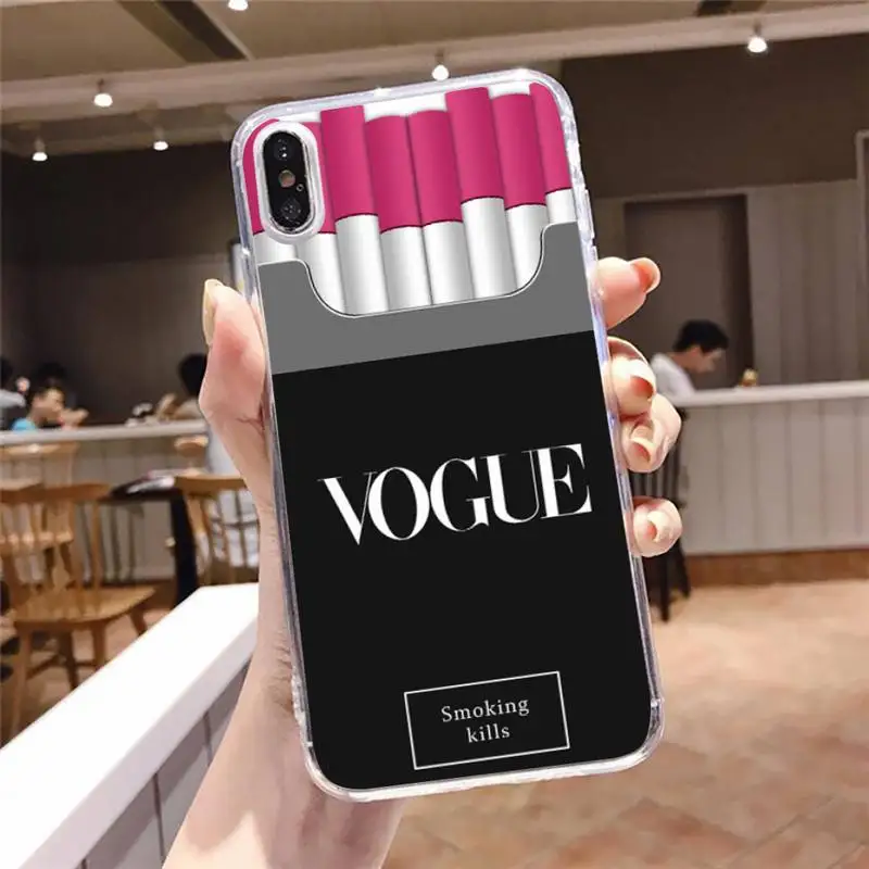 

Luxury VOGUE Lady Smoke Phone Case Transparent soft For iphone 5 5s 5c se 6 6s 7 8 11 12 plus mini x xs xr pro max