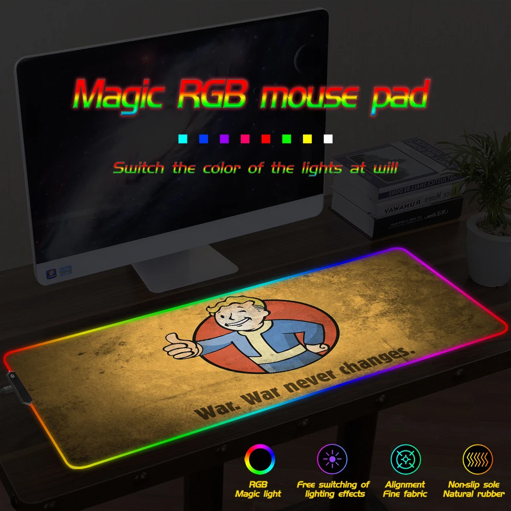Американский игровой коврик для мыши Fallout RGB компьютерный светодиодный