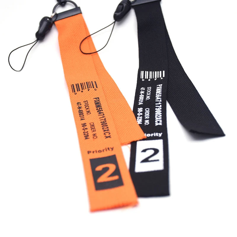 Ремешок из хлопчатобумажной ленты черный оранжевый ремешок для телефона ключей