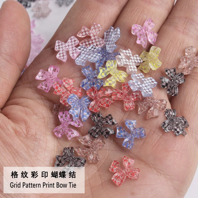 

11x11 мм клетчатый галстук-бабочка из смолы для нейл-арта Стразы с плоским основанием для нейл-арта 30/100 шт. для 3D украшения из смолы и кристалло...
