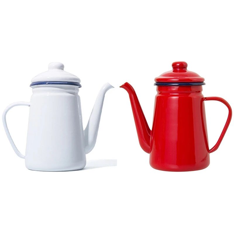 1.1L High-Grade Enamel Coffee Pot Pour over Milk Water Jug Pitcher Barista Teapot Kettle for Gas Stove and Induction Cooker | Дом и сад