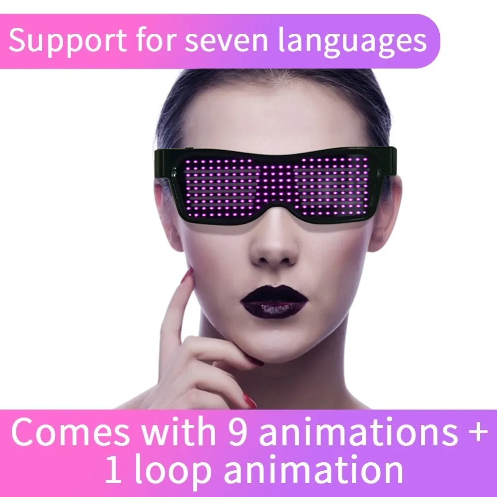 Волшебные Bluetooth светодиодные очки для вечеринок приложение управления щит