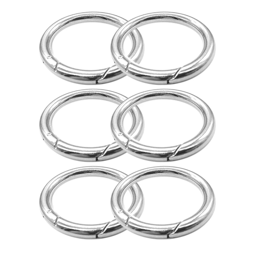 

6pcs Silver Climbing Camping Tool Durable Round Zinc Alloy Handbags Travel Hiking Mini Carabiner