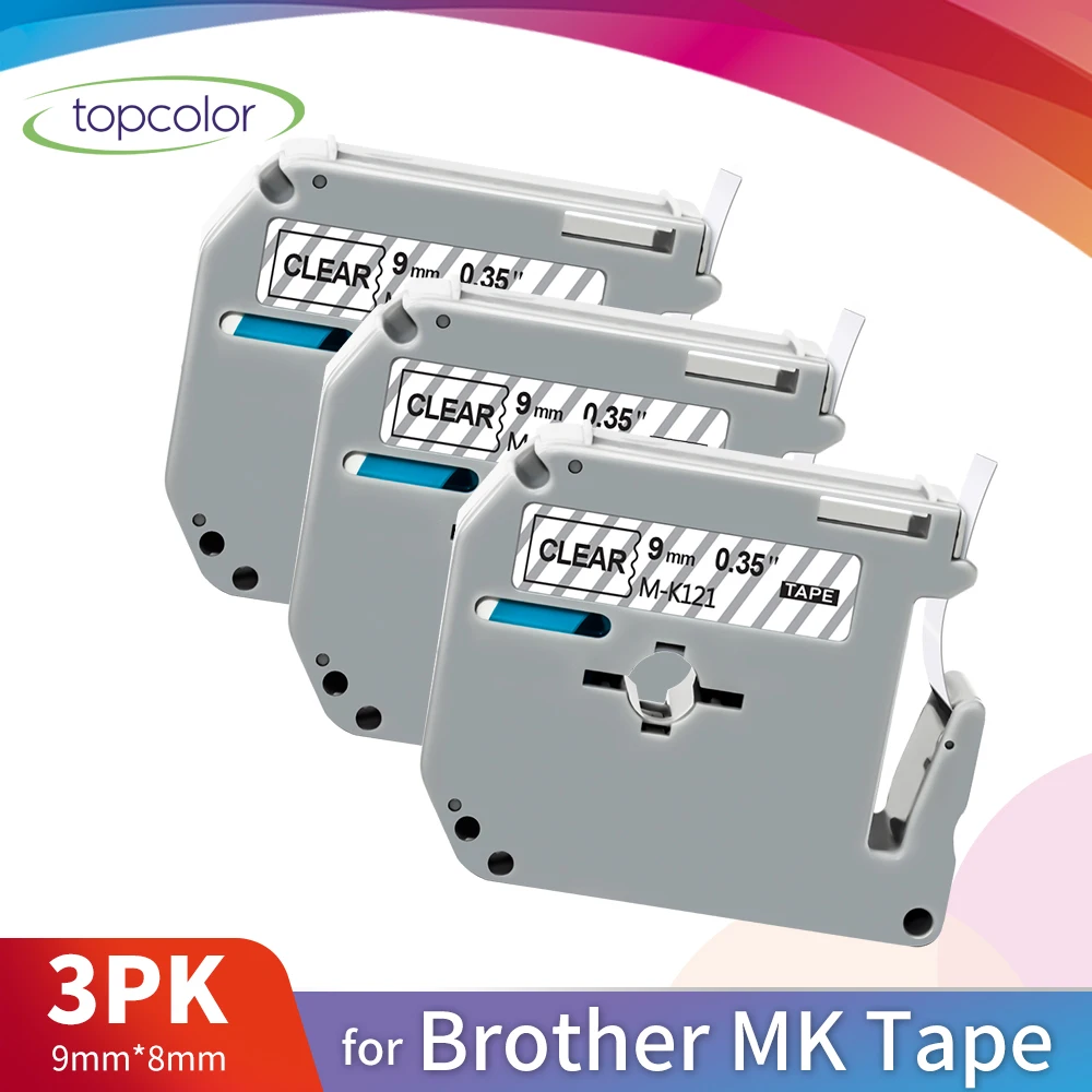 Topcolor Compatible Brother MK 121 M-K121 MK-121 Label Tape 9mm Black on Clear for P Touch Maker PT-100 PT-110 65 Printer | Компьютеры и