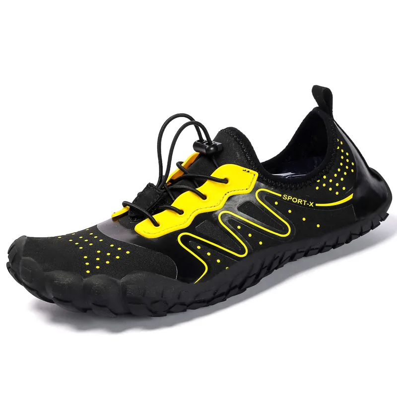 8026 Black Yellow Мужские и женские прочные треккинговые кроссовки, Уличная обувь для альпинизма, треккинга, спортивная обувь, нескользящая обувь на плоской подошве, унисекс, болотные водонепроницаемые кроссовки - Цвет: 8026 Black Yellow