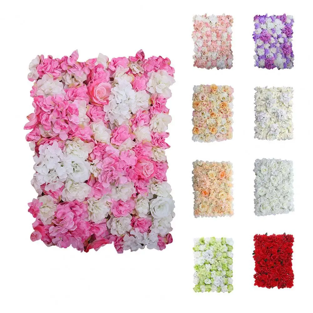 

Artificial Flower Panel Exquisite Multipurpose Faux Silk Flower Decorative Stimulation Rose Wall Panel for Wedding