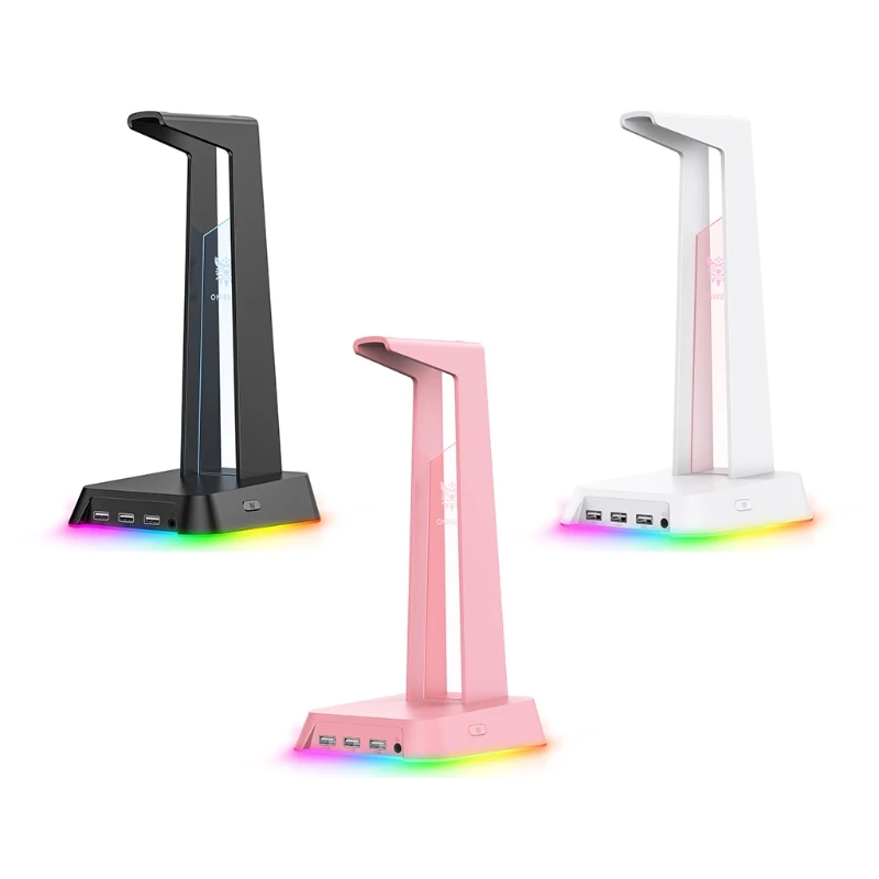 

Двойная Подставка для наушников, подставка для игровой гарнитуры RGB, портативная игровая подставка с USB-разъемом, настольный держатель, отли...
