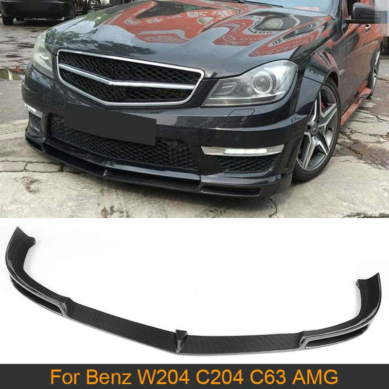 C Class углеродного волокна передний бампер спойлер для Mercedes Benz W204 C204 C63 AMG 2012 2014