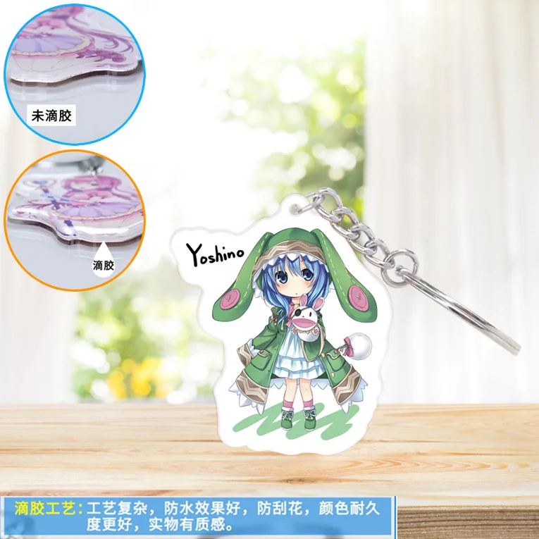 1 шт. акриловый брелок с изображением аниме Дата и живая Tokisaki Kurumi Yoshino подвеска для