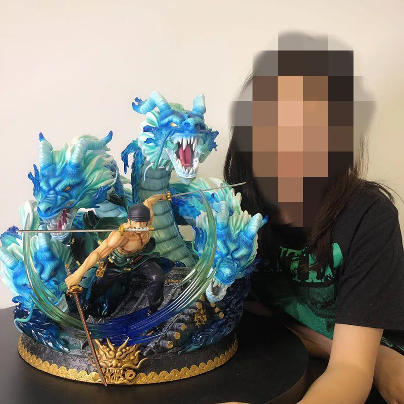 

16" One Piece Roronoa Zoro Statue The Straw Hat Pirates Full-Length Portrait Swordman GK Action Figure Model Toy BOX 41CM Q834