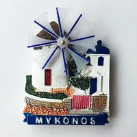 greek aegean mykonos island windmill house fridge magnet tourist souvenirs magnetic refrigerator stickers home ornaments