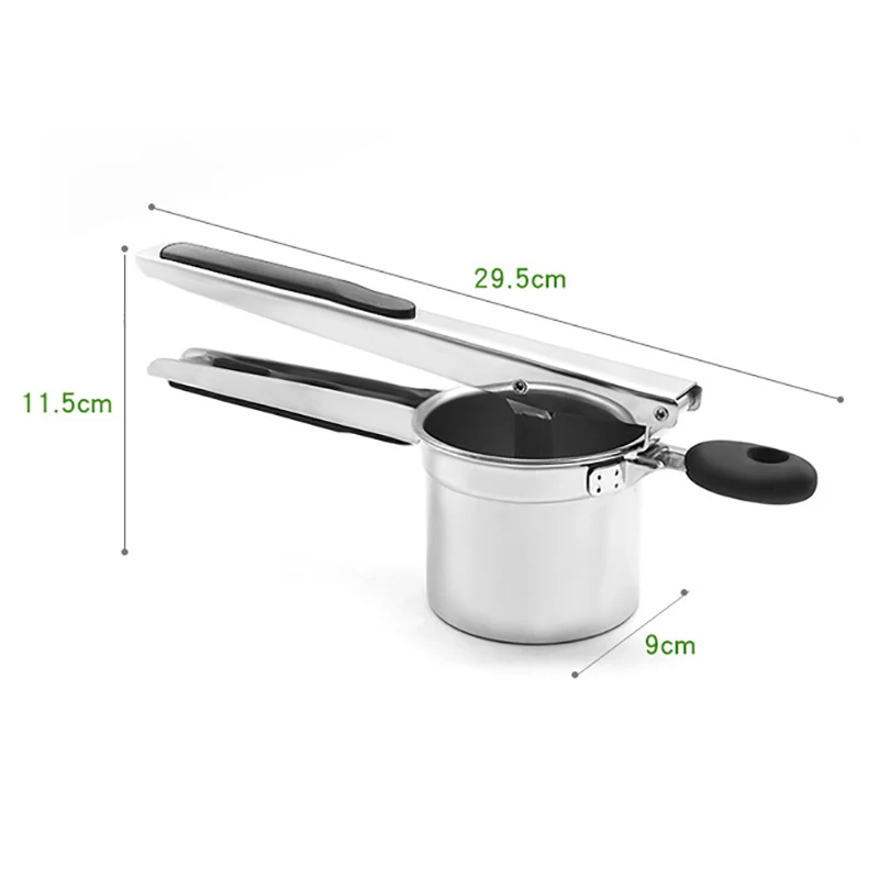 

1Pcs Multi-function Stainless Steel/Silicone Kitchen Tools Black/Silver Fruit Vegetable Masher Food Press Machine