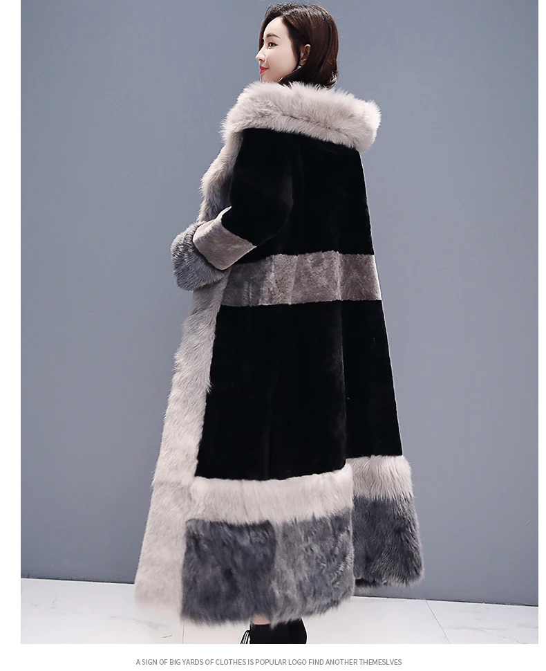 

Fur one women's 2020 winter new Korean version of loose imitation lambs and velvet thickened knee long coat 0032