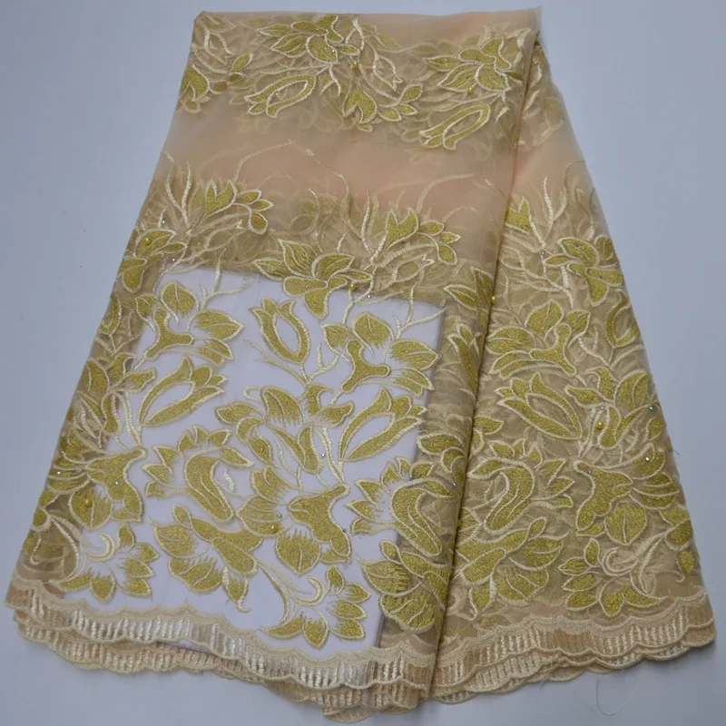 

9 colors ( 5yards/pc ) wholesale peach color African French net lace fabric with beautiful embroidery for party dress FLP1045