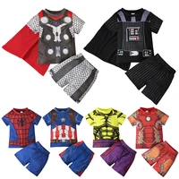2022 new summer boys spiderman cartoon clothing set children cool super hero t shirt shorts 2pcs tracksuit for kids outfits