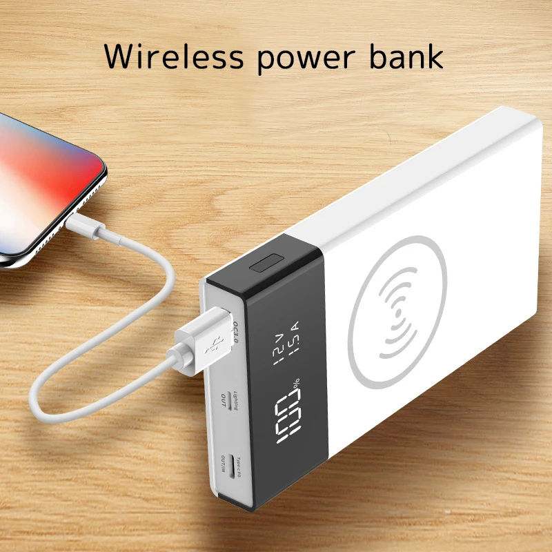 Внешний аккумулятор QC 3 0 20000 мАч с беспроводным зарядным устройством USB Type C PD
