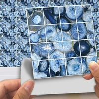 15pcs blue marble texture frosted tile stickers bathroom glass waist line self adhesive wear resistant wall stickers