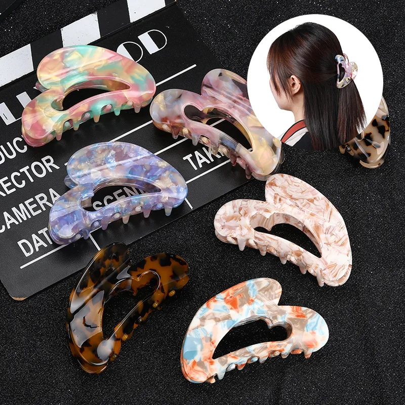 

New Net Red Acetate Catch Clip European American Large Shark Clip Leopard Print Back Head Hairpin Ponytail Clip Hair Accessories