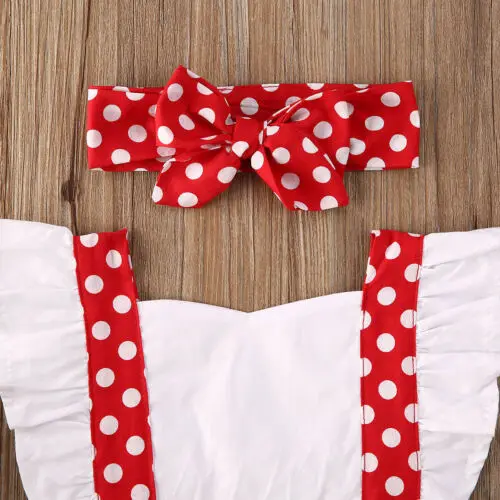 New 2PCS Infant Baby Girl Polka Dot Romper Jumpsuit Clothes Outfit Summer | Мать и ребенок