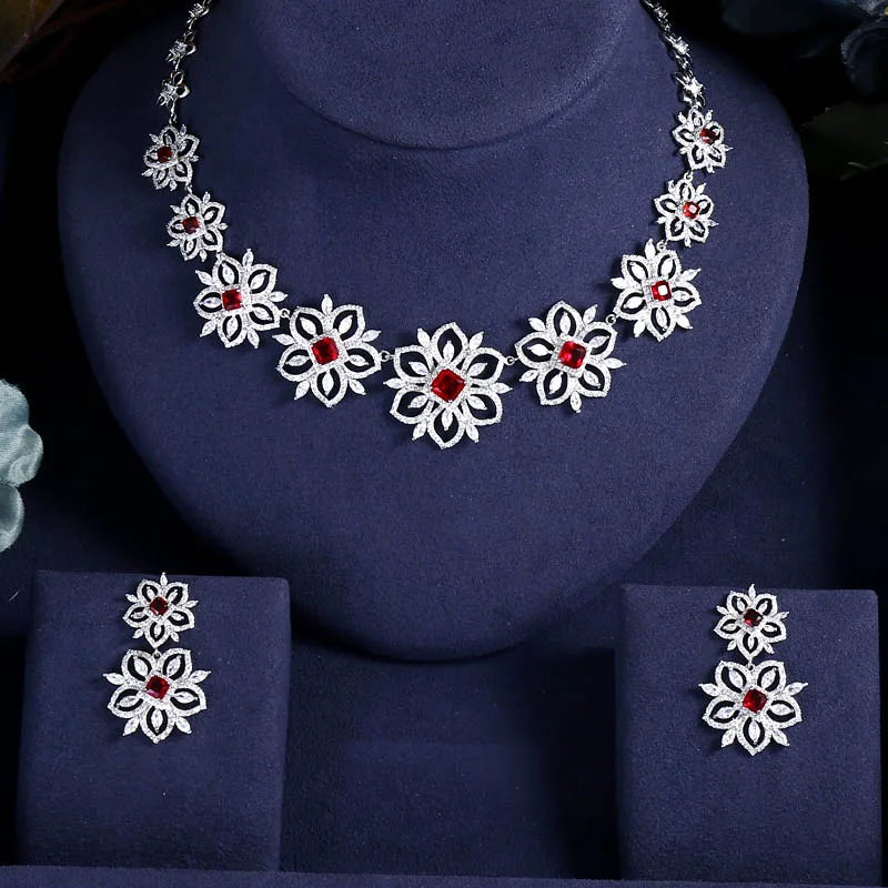 JaneKelly роскошный Искрящийся Блестящий кубический циркон серьги капли ожерелье