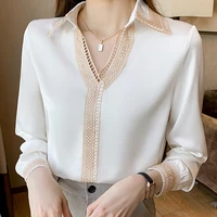 autumn women long sleeve white blouse shirt tops women v neck chiffon blouse women blusas mujer de moda 2021 blouses femme e685