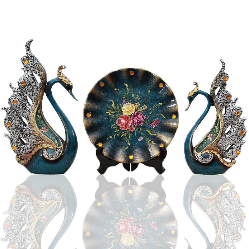 

Modern Home Resin Swan Flamingo Figurines Vase Crafts Creative Desktop Accessories Fengshui Room Table Ornaments Wedding Gift