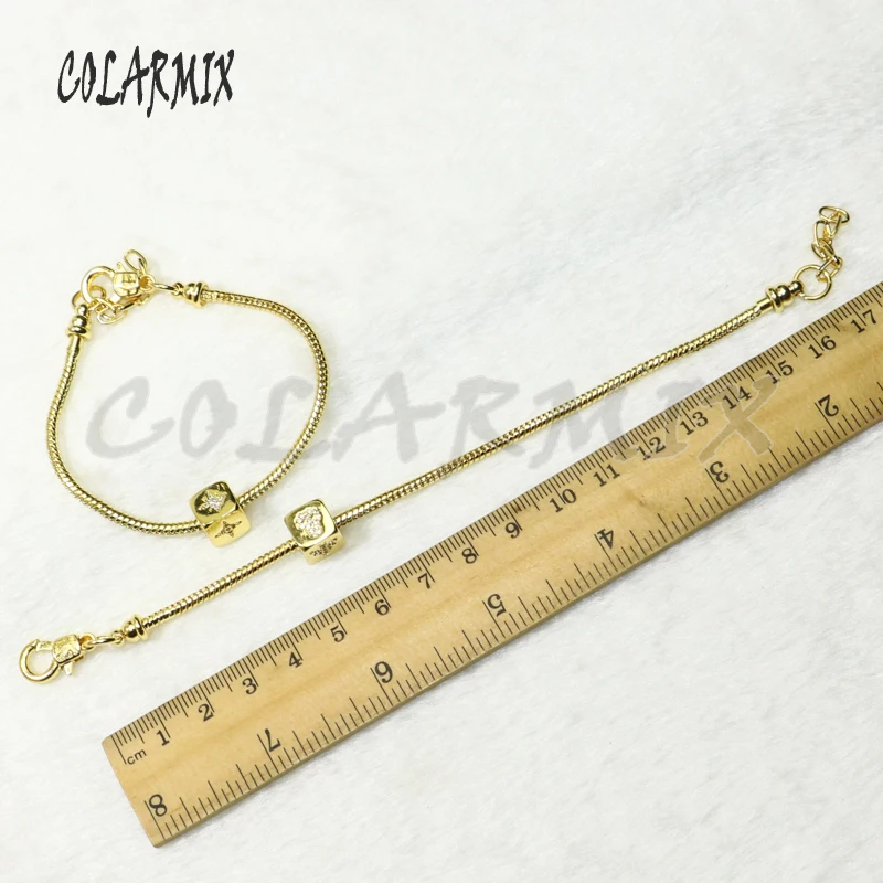 10 шт. браслеты-цепочки 3 кубические бусины браслеты микс Циркон очаровательные