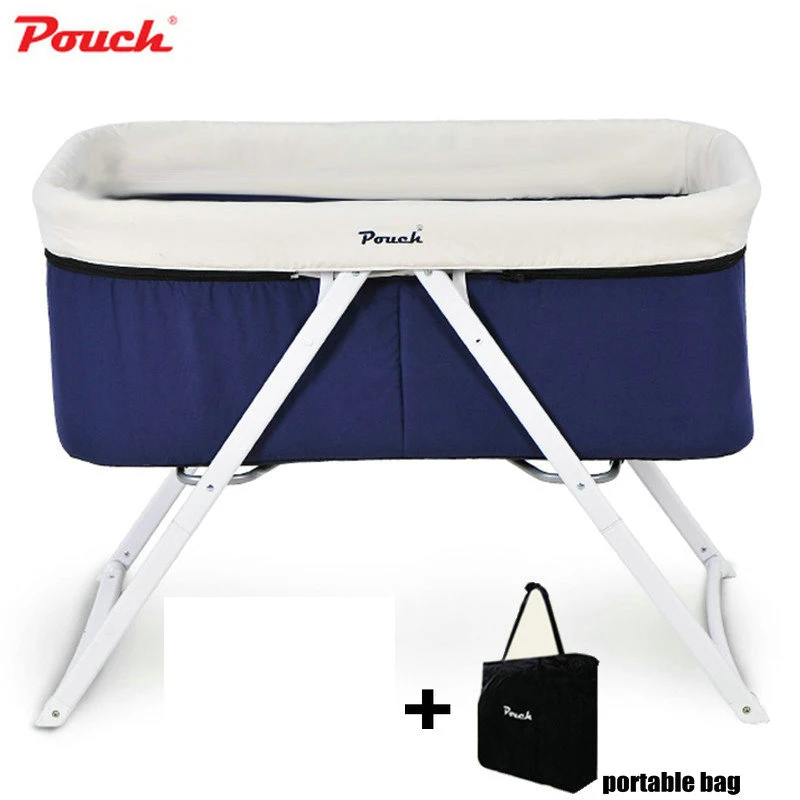 Pouch Baby Travel Crib, Foldable Infant Cot With Portable Bag, Newborn Baby Travel Bassinet