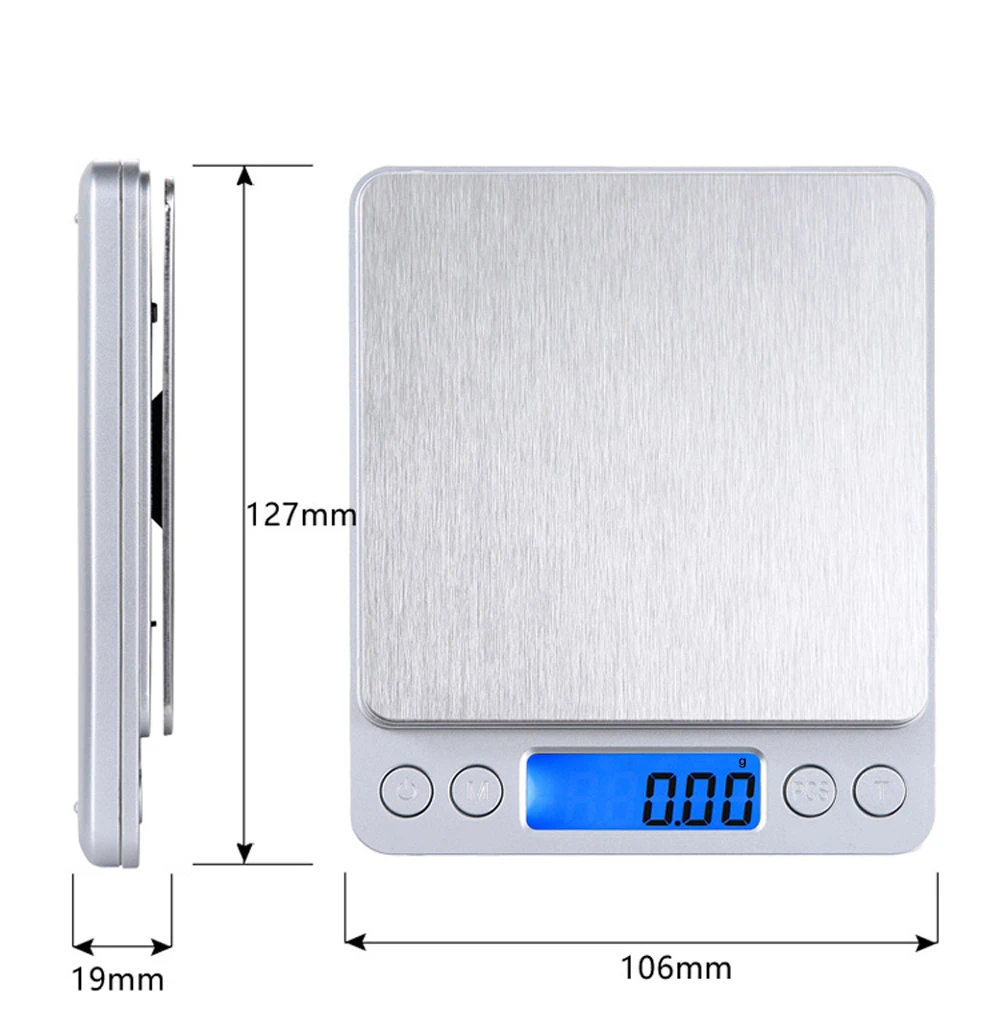 

2021 Portable Electronic Food Scales 3000g/0.1g Postal Kitchen Jewelry Weight Balance Digital Scale 500g/0.01 Precision Scale