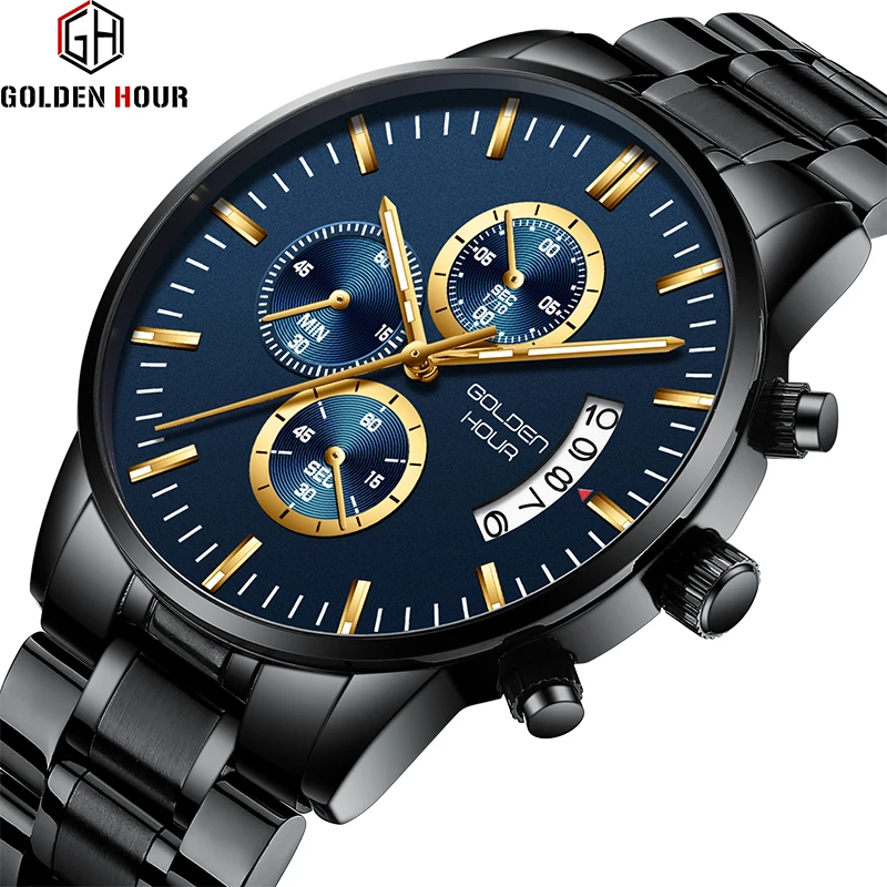 Reloj Hombre GOLDENHOUR модные дизайнерские мужские часы montre homme спортивные стильные