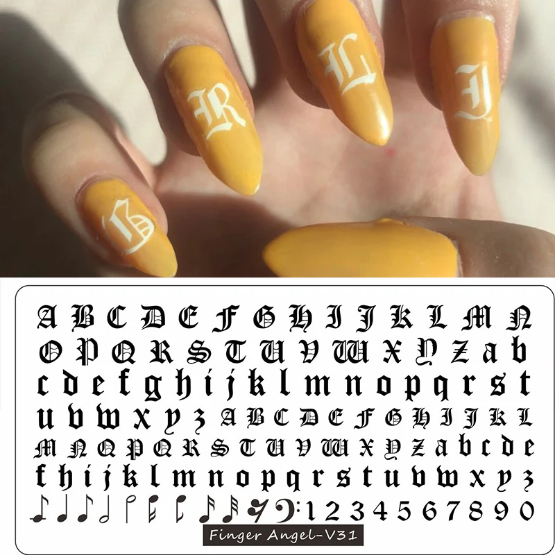 Новинка! 6*12 см для ногтевого дизайна стемпинга скрап Finger Angel буквенным пластины