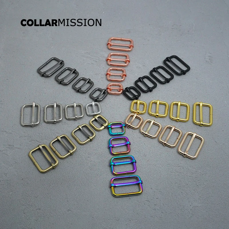 

100pcs/lot Metal non-welded plating roller pin adjuster buckles for backpacks straps dog collar DIY accessory 8 colours 4 sizes