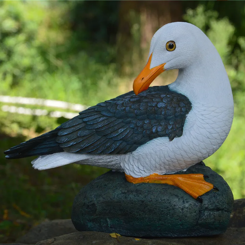 

Simulation Seagull bird resin statue craft Figurines landscape DIY ornament Courtyard outdoor gardening sculpture a0223