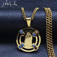 the virgin mary stainless steel colorful crystal religion chian necklace menwomen gold color necklaces jewelry bijoux n4917s05