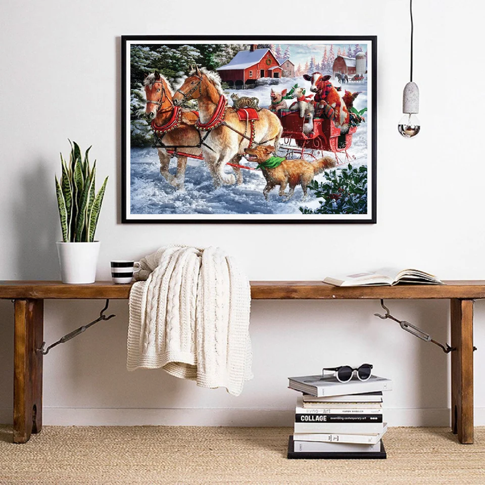 5D бриллиантовый рисунок Рождество животные пейзаж полный квадратный круглый