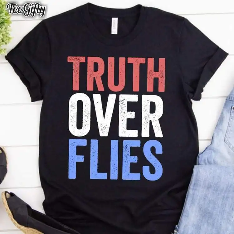 Рубашка правда из мух дебатов летающая рубашка унисекс черная темно