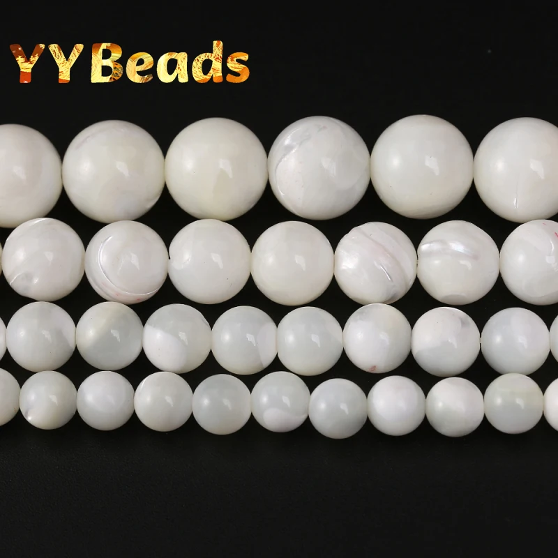 

Natural White Mother of Pearl Seashell Pearls Beads 4 6 8 10 12mm Round Loose Spacer Charm Beads For Jewelry Making Accessories