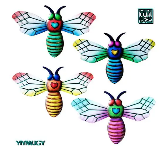 

4PCS SET wholesale Home small Home bee wall decoration garden decoration wall decoration iron beetle