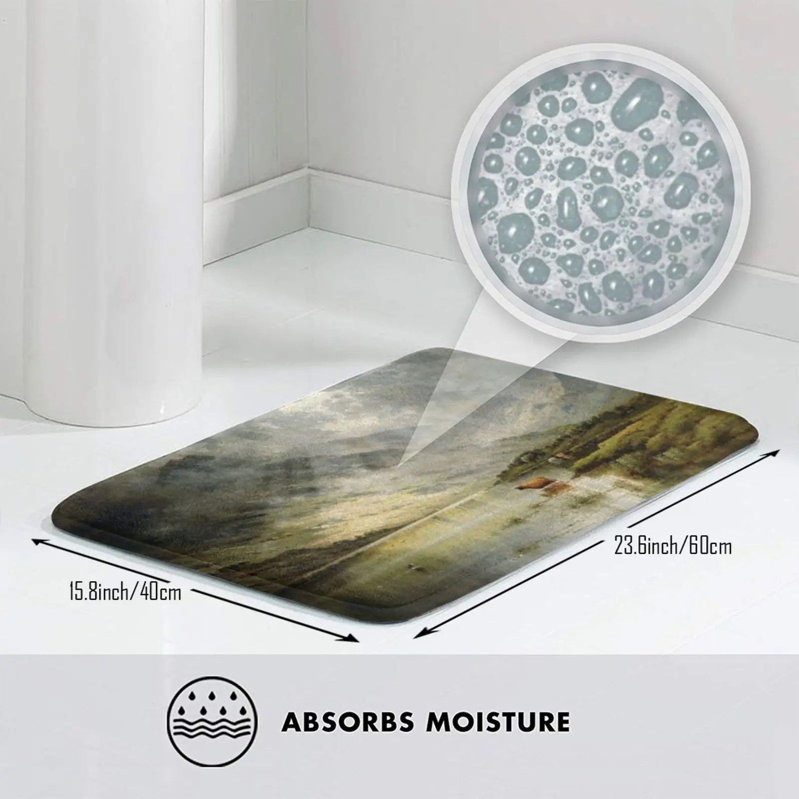 Перед пейзажем с коровом крупного рогатого скота на озере краска масляной основе